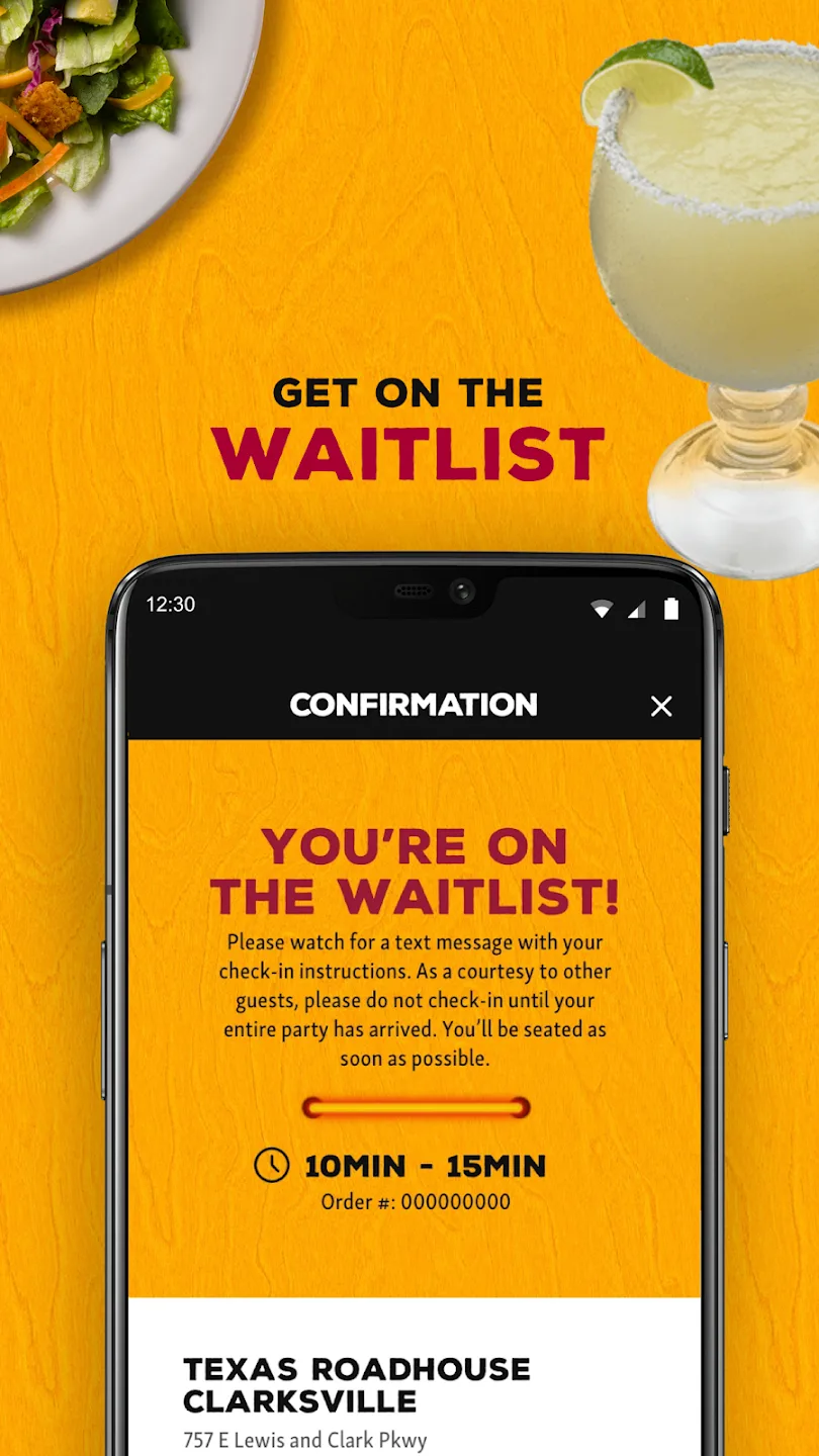 Texas Roadhouse mobile menu in the app