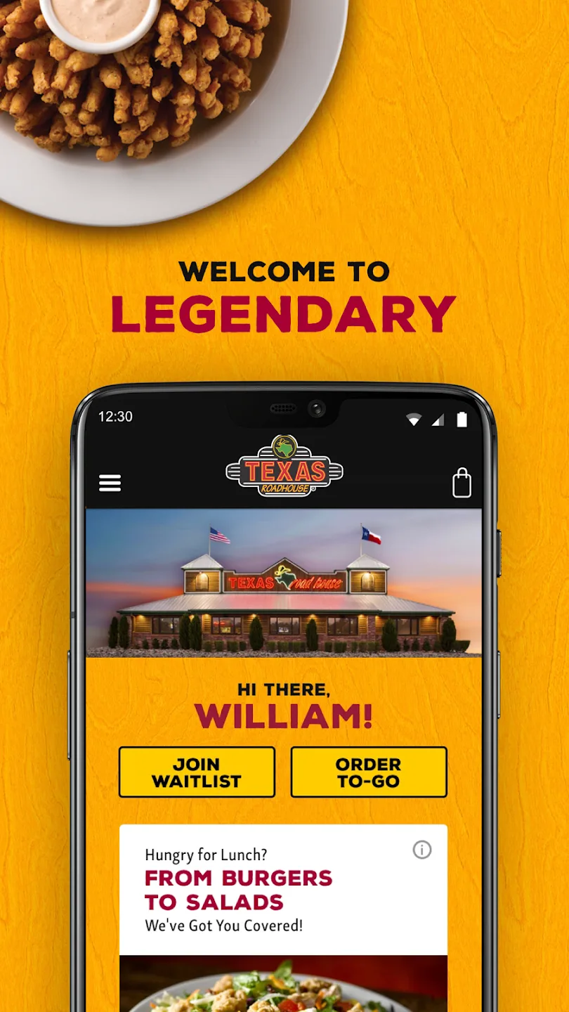 Texas Roadhouse app home screen